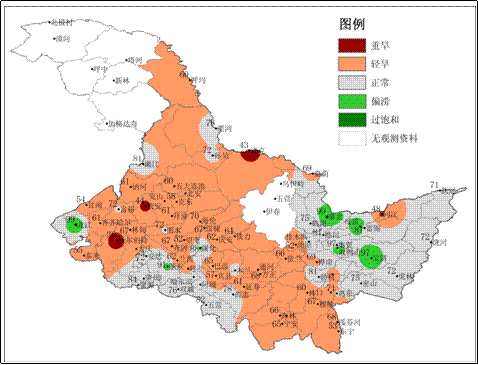 小兴安岭地区降水量为10~28毫米,比历年同期偏少5~26%.