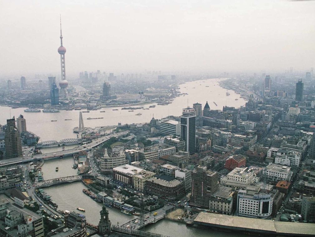 航拍80年代中国上海,罕见老照片,城市面貌翻天覆地