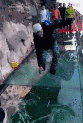 咔擦一声,北京某景区玻璃栈道突然碎了.吓尿了!