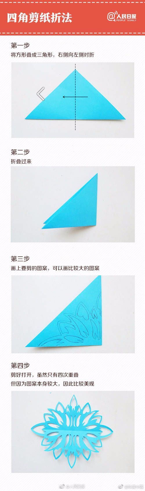 六角,五角,四角窗花剪纸教程,开门纳"福",送冬迎"春"窗花…看图学习