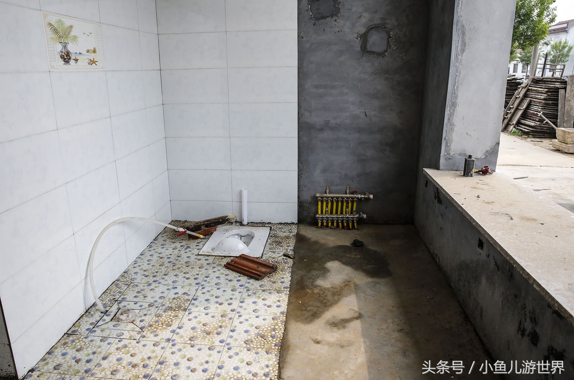 蹲式的厕所.这样的房子真好,在城里卖一套这样的房子得花五六百万.