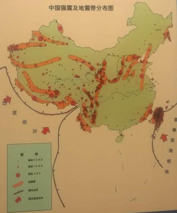 中国地震分布图!深红的点有不少!