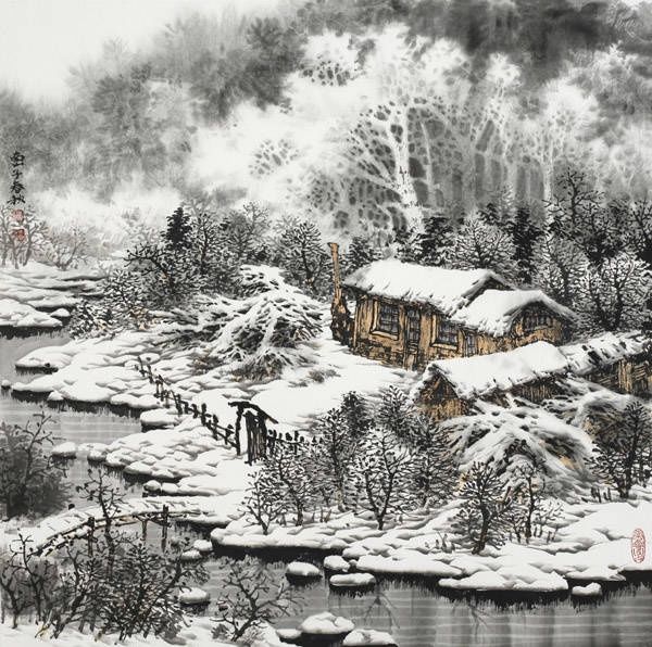 冬天,来说一说国画山水雪景的画法