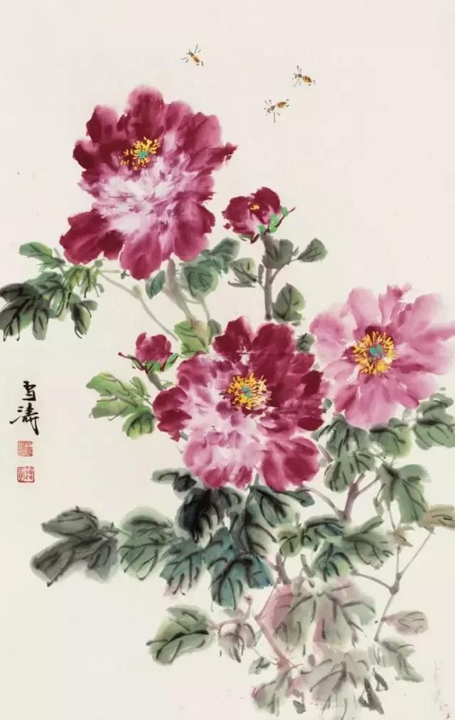 王雪涛写意牡丹 狗年富贵!