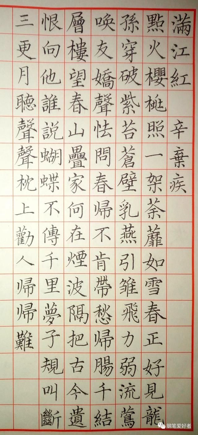 辛弃疾《满江红》钢笔字练习笔友钢笔书法习作欣赏