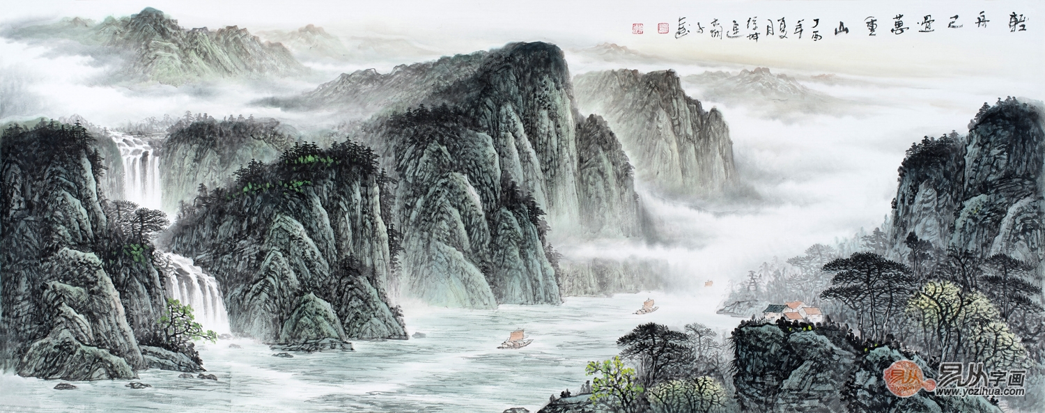 大气磅礴的峡江山水画欣赏,大胡子画家徐坤连真迹