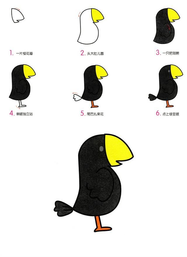 育儿简笔画,10种常见禽鸟类动物,看一遍就能学会!