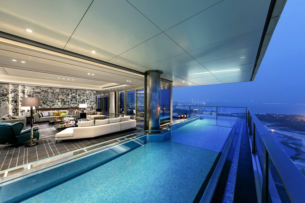 深圳湾1号1600平豪宅,室内游泳池国内真的很少见