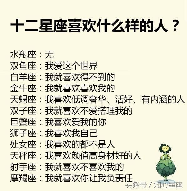十二星座喜欢什么样的人?