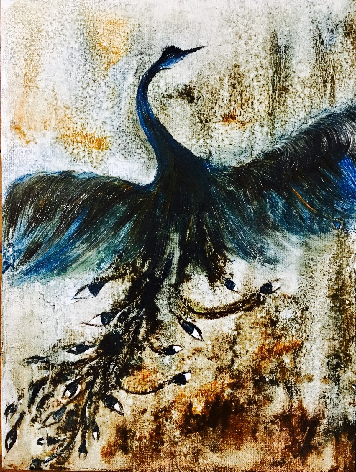 凤朝云首神往-读唐樱凤凰鸟题材油画作品