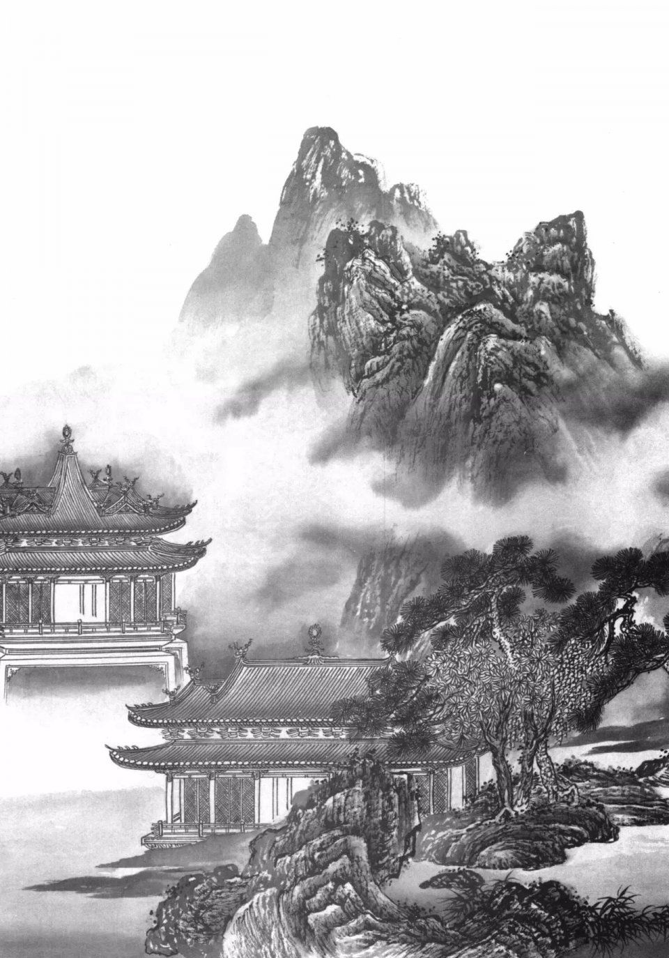【工笔画线描】山水画谱楼阁篇