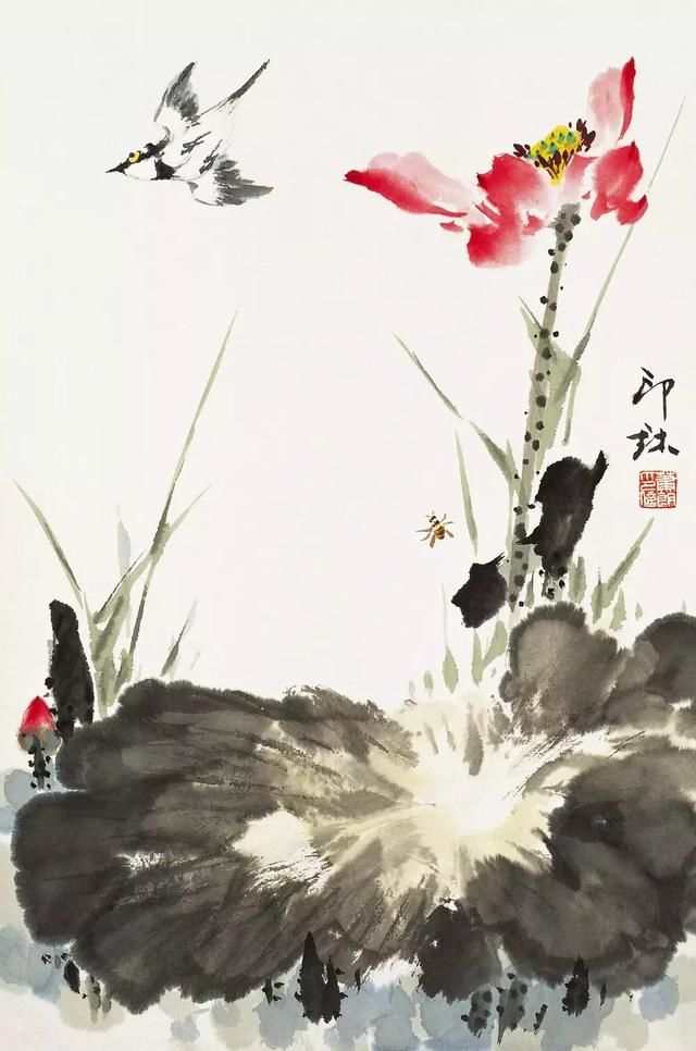 中国当代著名花鸟画家萧朗|写意荷花赏析,美不胜收!