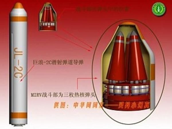 中国海军巨浪-2c潜射弹道导弹设想 分导热核弹头数量