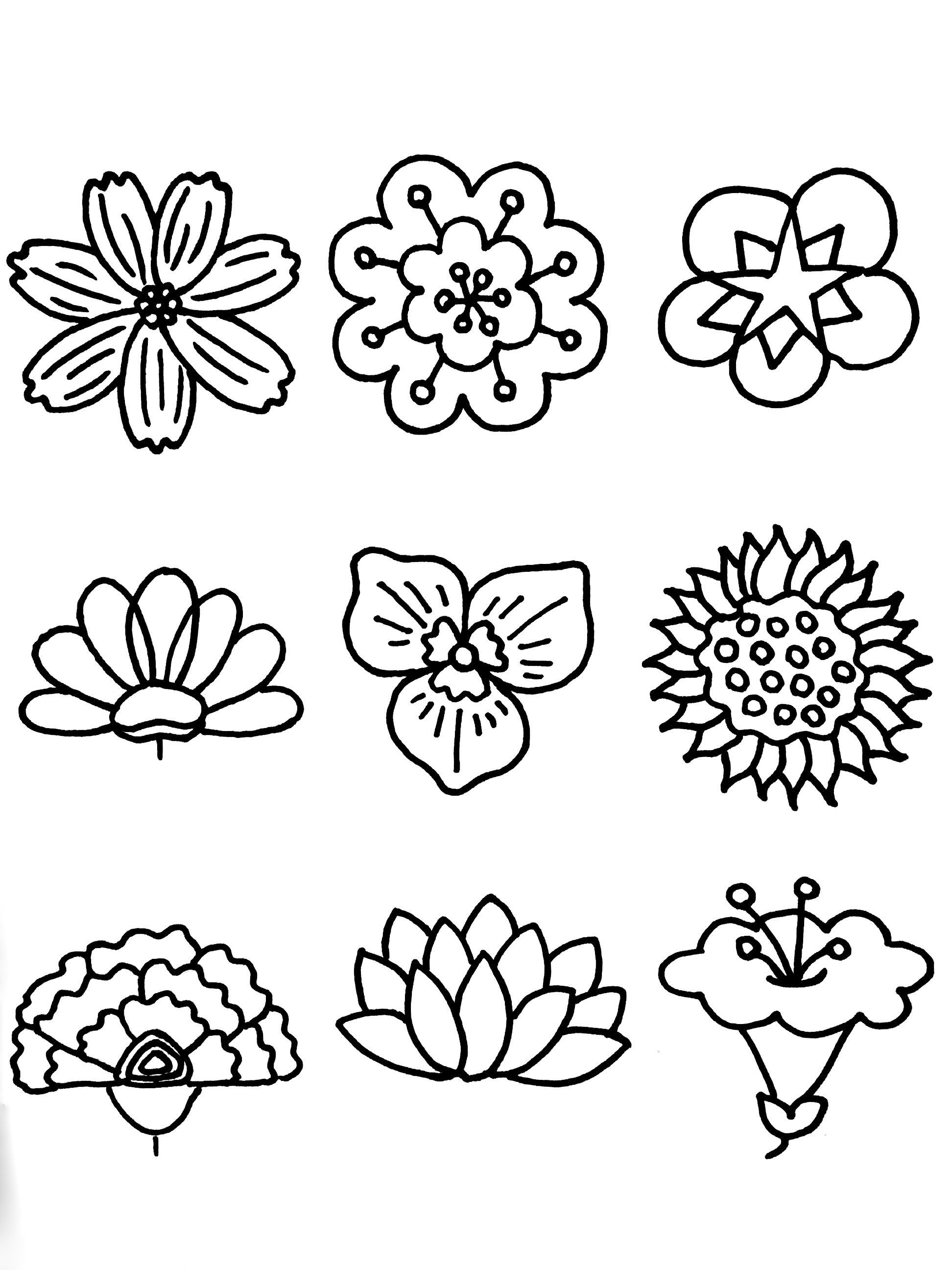 分享50种各类花朵的线描简笔画,值得收藏!