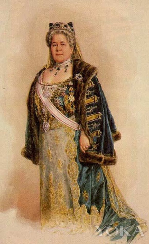 奥地利女大公伊莎贝拉佩戴橄榄石王冠和珠宝,图片来自pinterest.