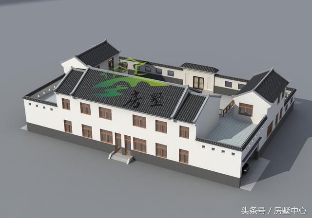 徽派四合院设计:双拼四合院,一家人就应该和睦的生活在一起!