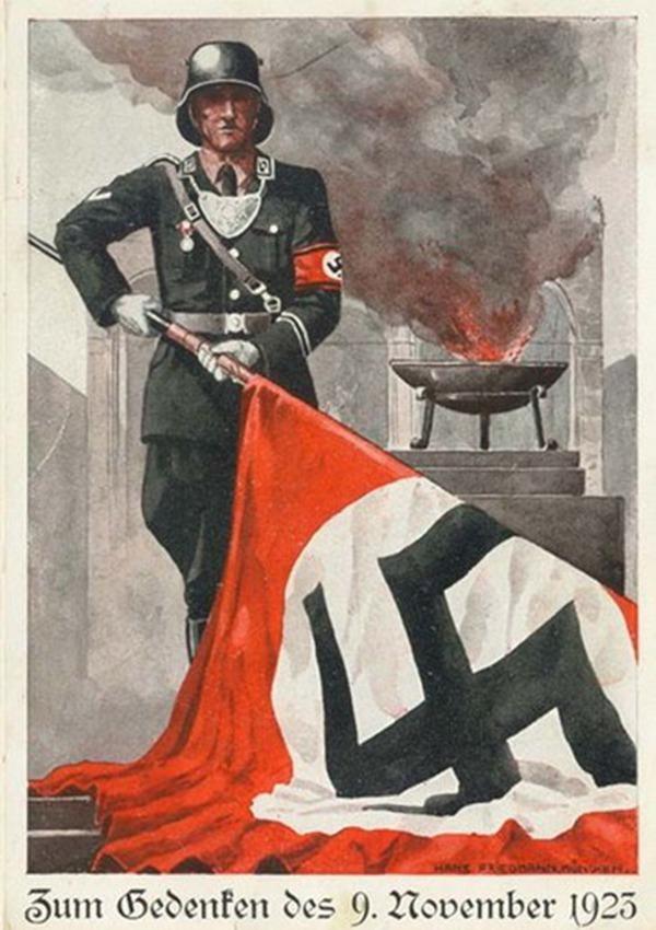 纳粹德国的宣传分几个时期,最先纯属纳粹党的竞选海报,海报的设计创意