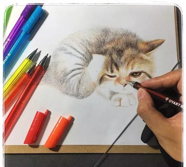 一个插画少年,用两块钱的圆珠笔,画出上万元的画