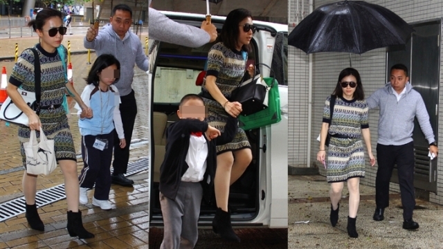 人逢喜事精神爽 准刘太甘比甜笑现身送女儿上学