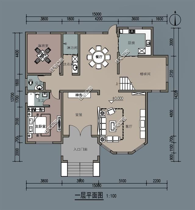农村二层小别墅,堂屋客厅老人房都朝南,两种平面图方案我都爱