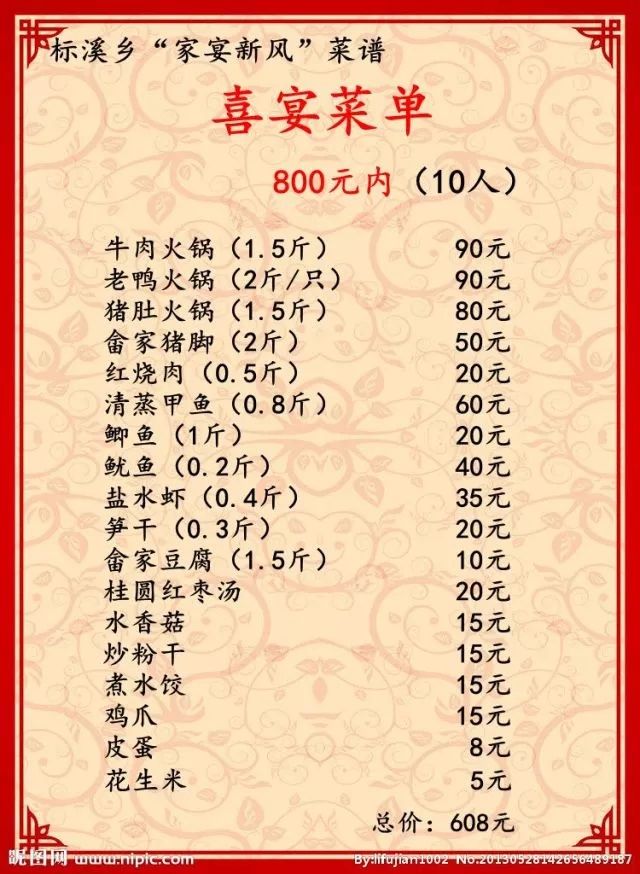 "家宴新风"菜谱对红白家宴每桌价格,菜品数量进行 明确规定,菜式上也