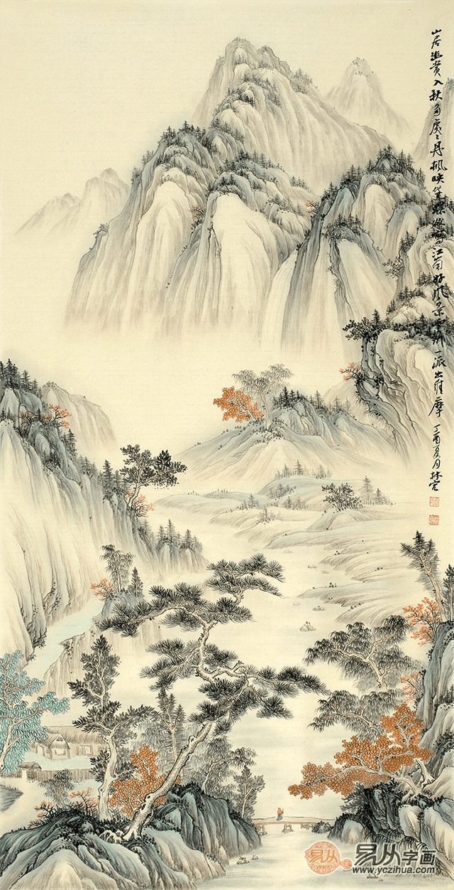 名家字画欣赏五,李林宏《山居幽赏入秋多 处处丹枫映黛螺》