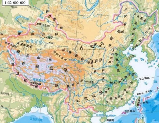 中国山川地貌简图