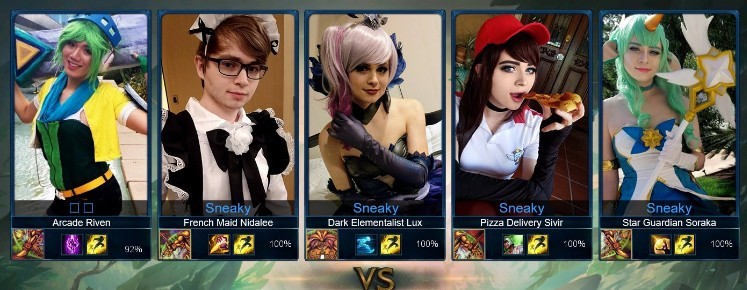 lol:sneaky完美cos整套阵容 女装大佬三定律你必须了解一下
