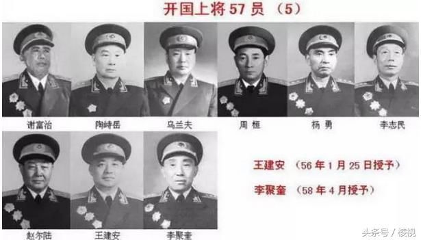 科普:中国开国上将完整名单