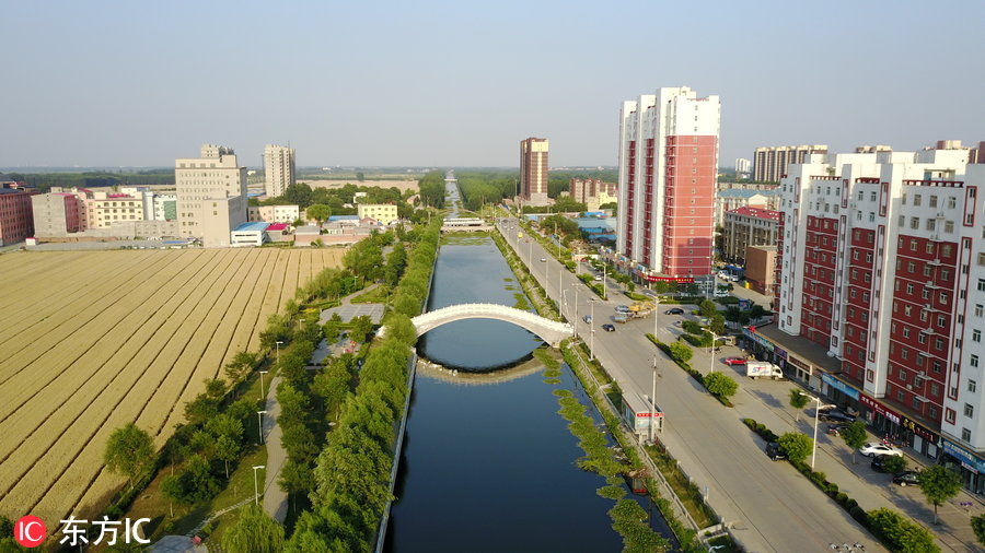 航拍安新县县城.(图片署名:东方ic)"