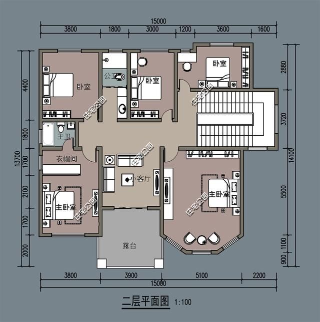 农村二层小别墅,堂屋客厅老人房都朝南,两种平面图方案我都爱