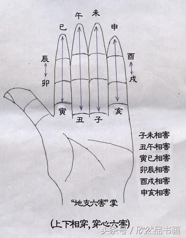 地支三,六合,刑,冲,破,害掌诀图