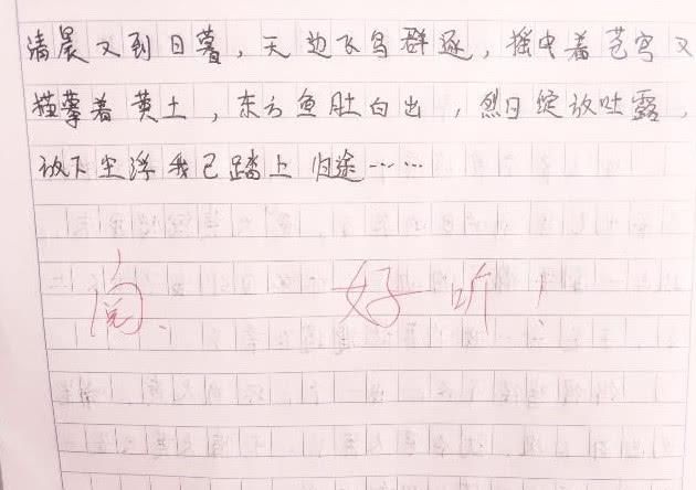 小学生作文《沙漠骆驼》,直接就把歌词写上去了,老师