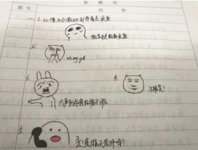"用表情包画出考试时的心情"江苏一高校期末考题火了