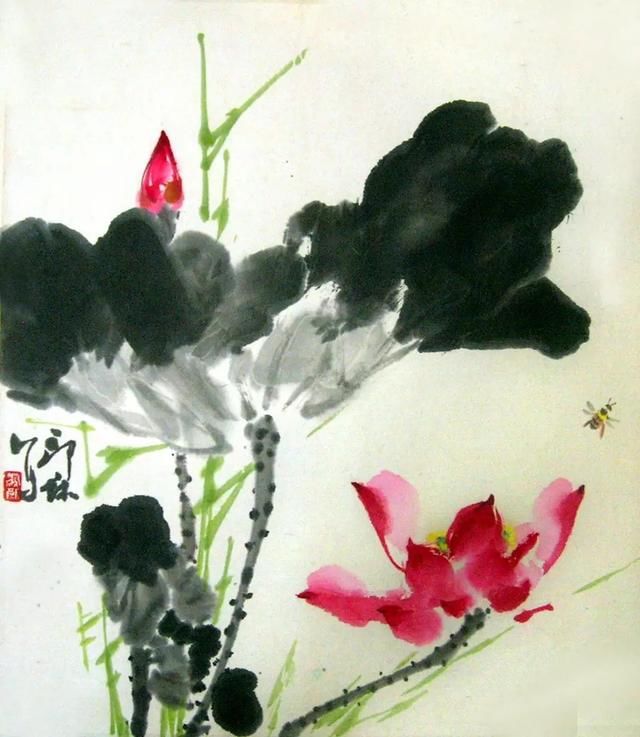 中国当代著名花鸟画家萧朗|写意荷花赏析,美不胜收!
