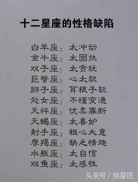 十二星座的性格缺陷,你敢不敢承认?