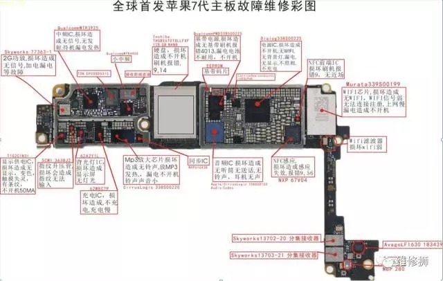 苹果6s没信号 射频ic损坏;附苹果7代主板故障维修彩图