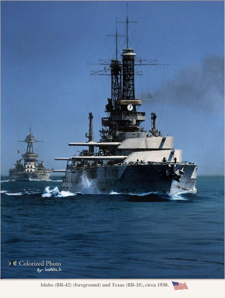 1930年,"爱达荷"与"得克萨斯"号战列舰.