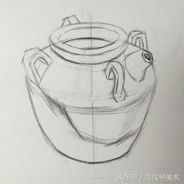 素描绘画入门静物单体陶罐,掌握分体面的绘画方法