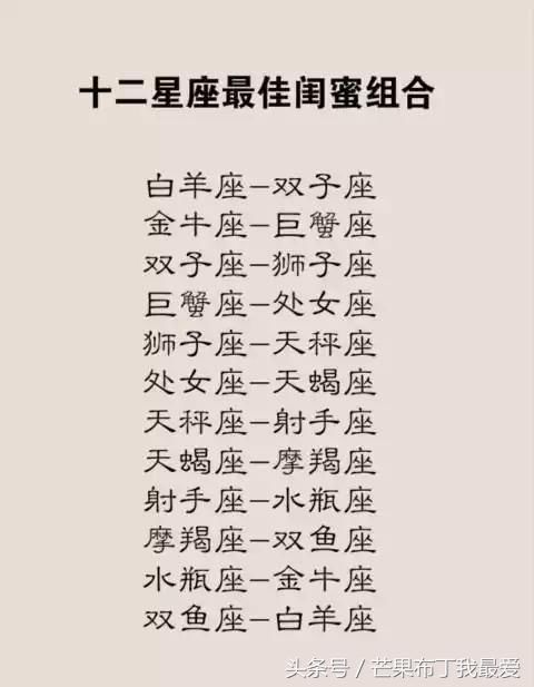 最佳闺蜜组合?12星座怎样才算对你动了真心