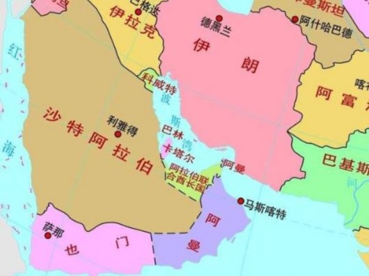 波斯湾及其沿岸国家(地图来源:国家测绘地理信息局网站)