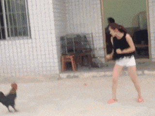 爆笑gif: 大热天的, 这样都晒不黑妹子, 羡慕