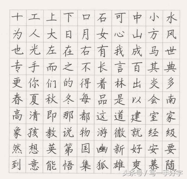 一起练字|每周布置作业,学习100个楷书,行书关键字