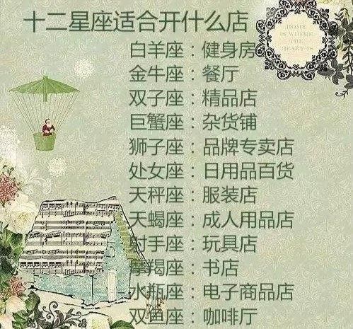 12星座适合开什么店,暗恋者最多,最大优点,心情不好怎么办