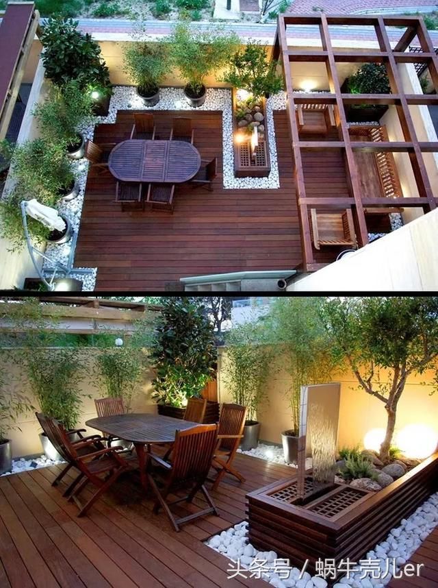 别墅庭院花园景观设计之户外木平台