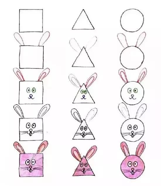 儿童简笔画视频教程:用几何图形来画小猫,抓住特点孩子更容易学
