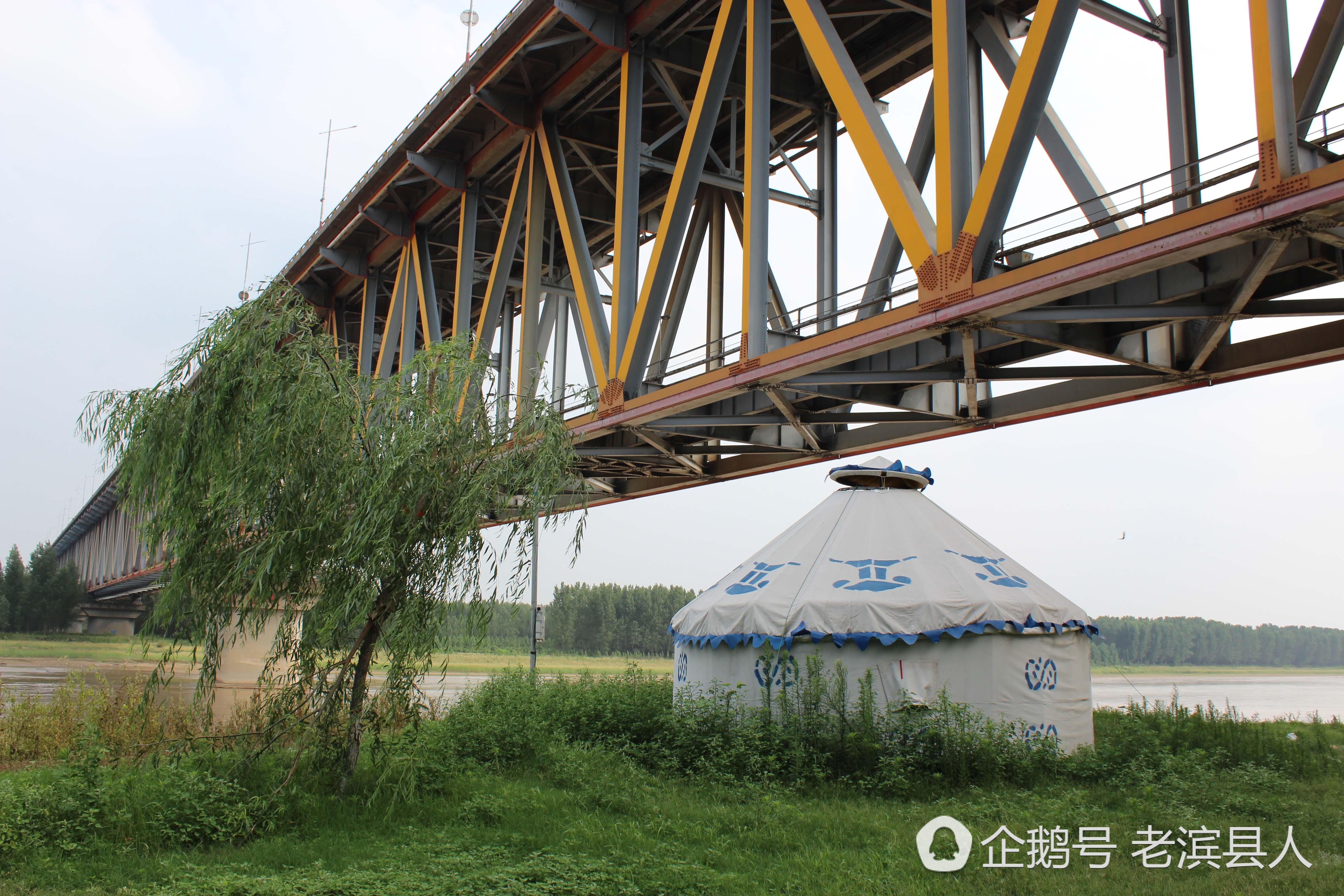 山东滨州公铁大桥下搭起蒙古包遥望黄河成一景