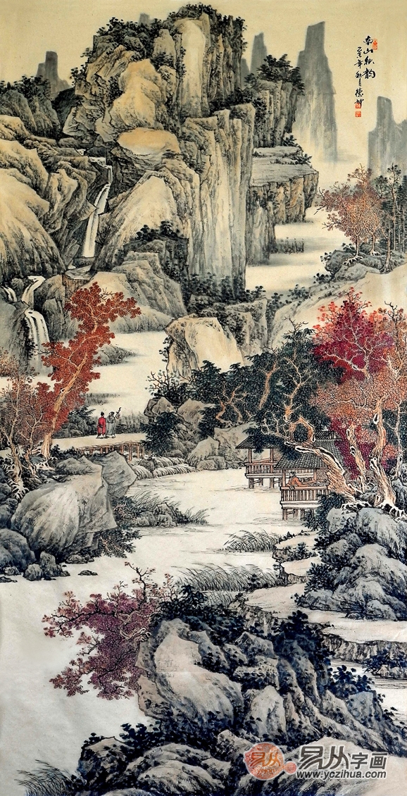【赏析】 林德坤手绘原创作品《溪山行旅图》,画面墨法变化微妙,意韵