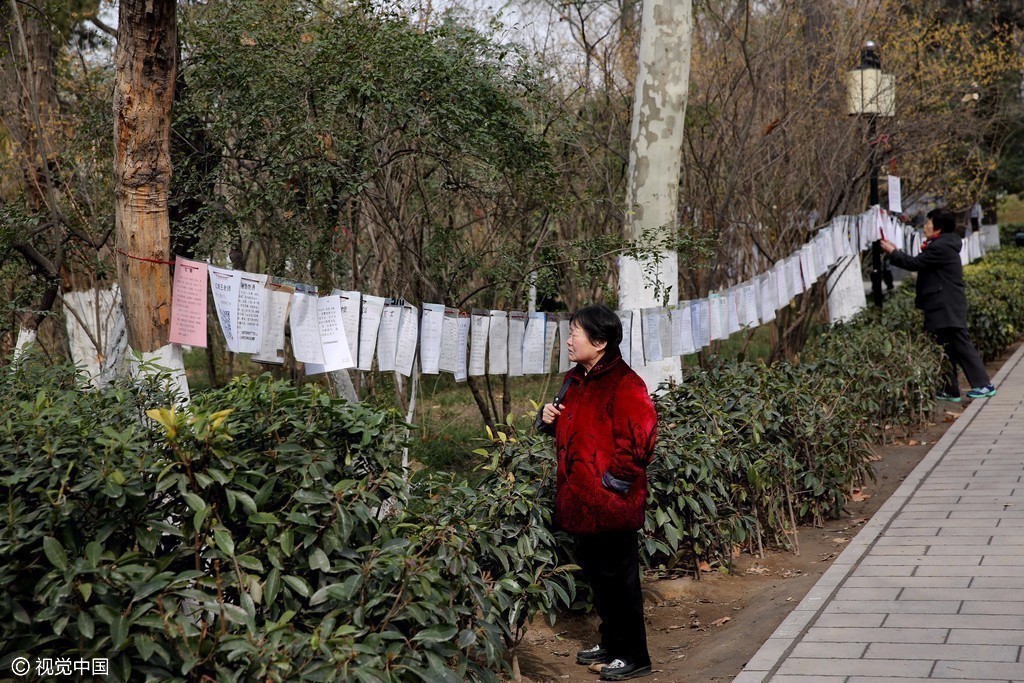 公园露天相亲角:老人居多 征婚登记红娘要收费