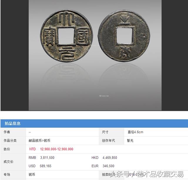 古钱币五十珍之大元国宝